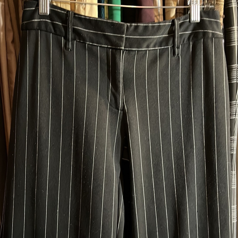 🌈Vintage Y2K Express black pinstripe extreme wide flare leg pants - Picture 4 of 7